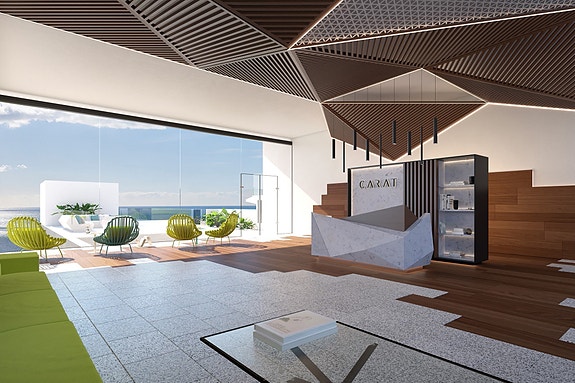 Eksklusiv penthouse med stor terrasse og fantastisk havutsikt! Gangavstand til strand. Nydelige fellesområder.