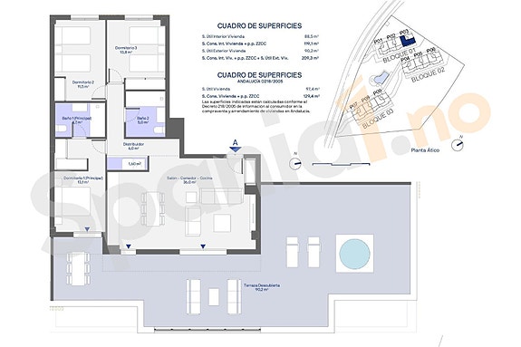 Eksklusiv penthouse med stor terrasse og fantastisk havutsikt! Gangavstand til strand. Nydelige fellesområder.