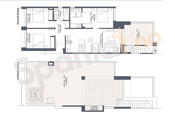 Plantegning toppleilighet med 3 soverom