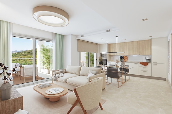 Penthouse i Mijas - 3 soverom, stor takterrasse, panoramautsikt og basseng