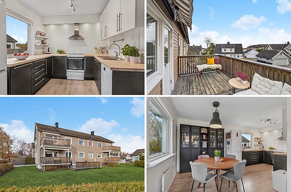 Lys og innbydende leilighet med to soverom, sydvendt veranda og garasje