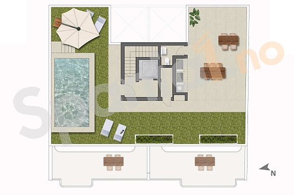 Nybygg! Leilighet like ved strand og sentrum - Felles takterrasse med basseng og uteplass