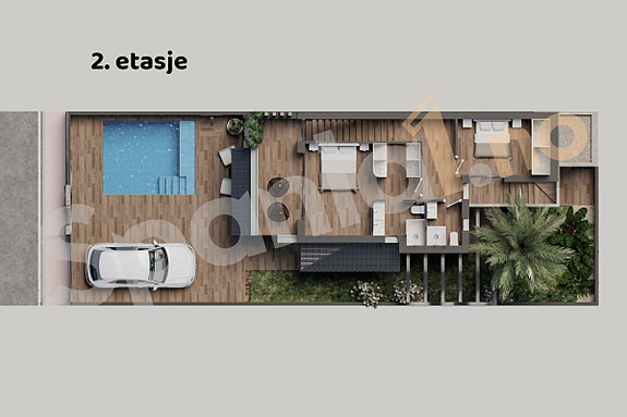 Flott villa nær stranden - 3 soverom, 3 bad og privat basseng med gode uteområder