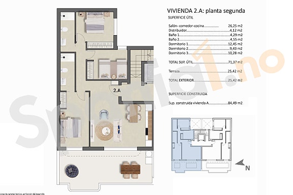Toppleilighet med stor terrasse   100 meter fra stranden - Felles basseng og takterrasse