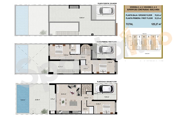 Rekkehus med takterrasse og basseng | 3 Soverom og 3 bad | Parkering | Møbelpakke