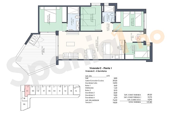 Ny moderne leilighet med 4 soverom og 2 bad | Romslig terrasse og fine fellesområder med basseng
