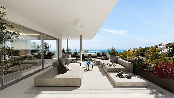 300 meter til strand | Leilighet med flott havutsikt | 3 soverom og 2 bad | Stor terrasse 30m2