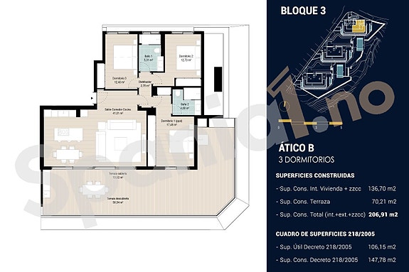 HAVUTSIKT! Penthouse med 3 soverom og stor terrasse på 70m² - Nydelige fellesområder