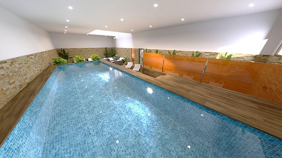 Toppleilighet med stor privat takterrasse - Felles basseng, badstue, jacuzzi og treningsrom - Nær strand