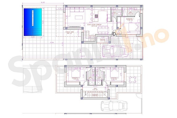 Moderne villa med takterrasse - Stor uteplass med privat basseng - 3 soverom og 3 bad - Parkering