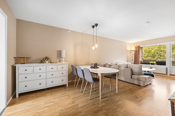 Stue med plass til spisegruppe