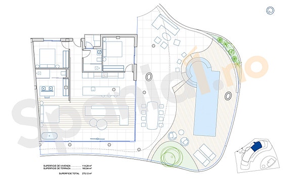 Luksuriøs penthouse-leilighet med 3 soverom | Terrasse på 160m2 med basseng | Eksklusive fellesområder