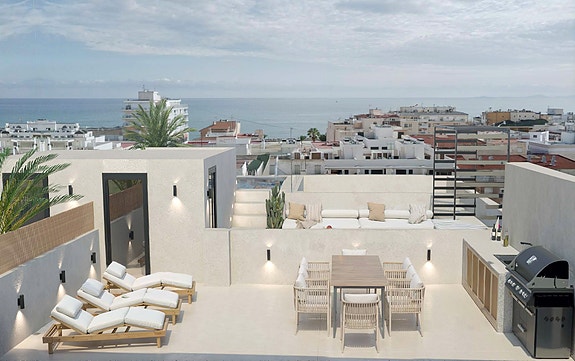 Sentralt beliggende leilighet ved Playa del Cura - 2 soverom og stor terrasse - Felles takterrasse