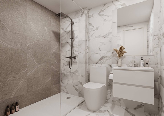 HAVUTSIKT! Penthouse med 3 soverom og stor takterrasse -  Fellesområde med basseng, spa og hage