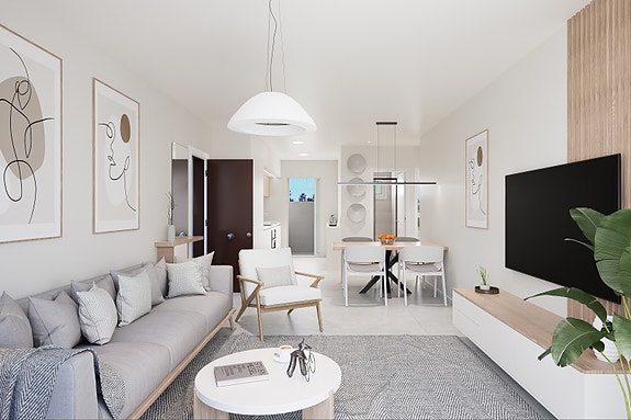 Nybygg! Rekkehus kun få meter fra Middelhavet | 3 soverom og 2 bad | Privat takterrasse og romslig uteområde