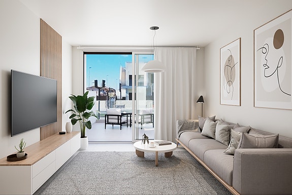 Nybygg! Rekkehus kun få meter fra Middelhavet | 3 soverom og 2 bad | Privat takterrasse og romslig uteområde