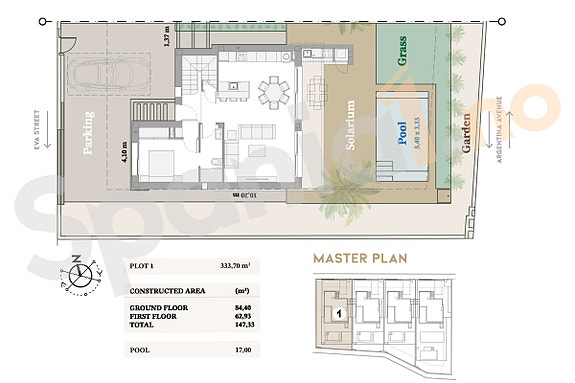 Plantegning av tomten, bolig nr. 1