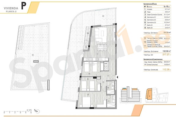 Plantegning leilighet og egen takterrasse