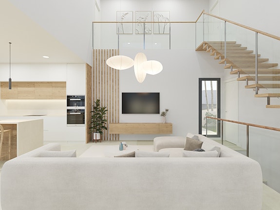 Strøken moderne villa med  stor underetasje, takterrasse og mulighet for ekstra rom og privat basseng