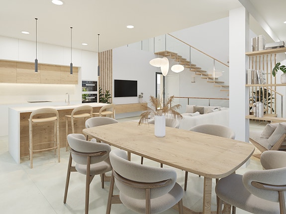 Strøken moderne villa med  stor underetasje, takterrasse og mulighet for ekstra rom og privat basseng