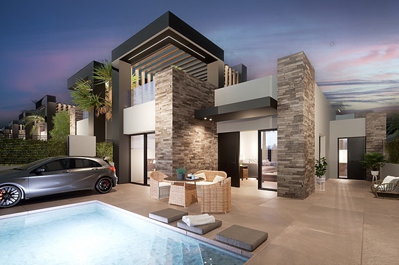 Ny lekker villa på et plan | Stor uteplass, takterrasse, 3 soverom og 2 bad