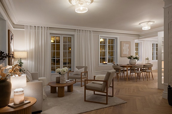 Strøken, nyoppusset og solrik hjørneleilighet med heis, to balkonger, peis, walk-in closet og gode parkeringsmuligheter - Presentert av Vemund V. Thorkildsen v/ Nordvik avd. Frogner. // Foto: Studio Oslo