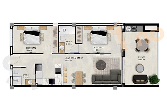 Moderne leilighet i nytt prosjekt - Terrasse, garasje og felles basseng - Nær stranden