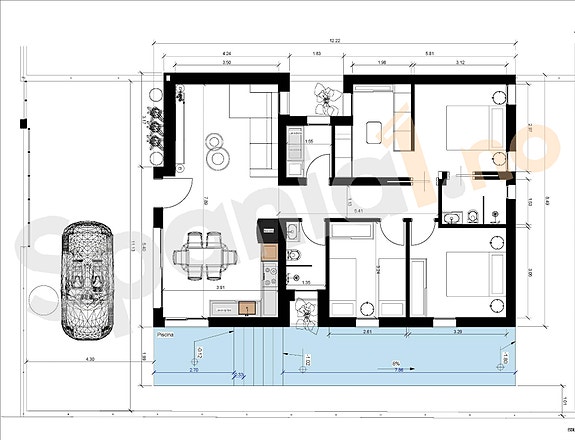 Villa på ett plan med 3 soverom - Store uteområder med mulighet for basseng og takterrasse