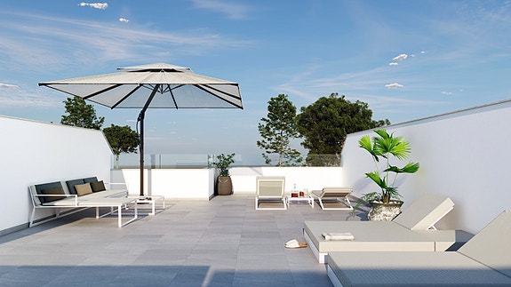 Ny moderne villa på et plan - Takterrasse 66m2 og egen hage - Mulighet for basseng