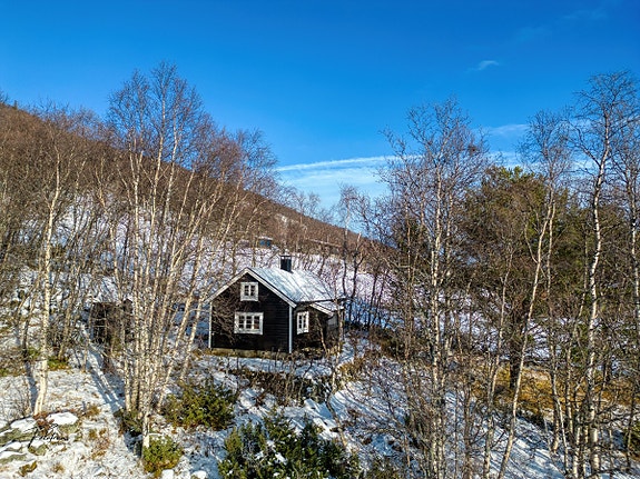 Enkel, usjenert hytte på stor, solrik tomt