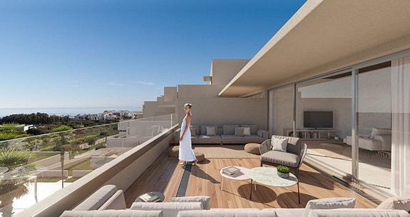 Penthouse med 3 soverom og stor takterrasse - Kort vei til stranden i Estepona