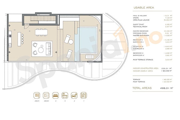 Penthouse med 4 soverom, panoramautsikt, store terrasser i nydelige omgivelser
