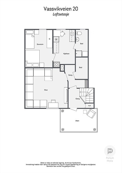 Vassvikveien 20 - Loftsetasje