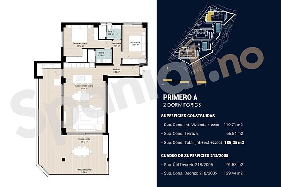 Nydelig leilighet med stor terrasse på 65m² - Flotte fellesområder - 2 soverom og 2 bad