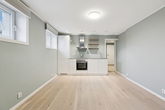 Lekkert kjøkken med integrete hvitevarer