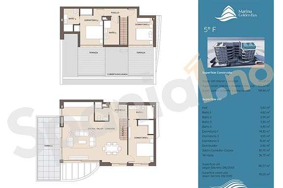 Havutsikt! Penthouse med 3 soverom og 2 bad | Gangavstand til strand og båthavn