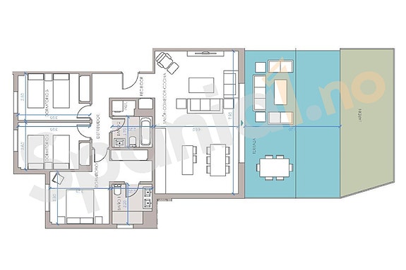 Ny leilighet med stor terrasse og hage - 3 soverom og 2 bad -  Attraktiv beliggenhet nær sjø