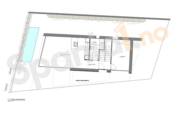 Nøkkelferdig villa med 3 soverom, privat basseng og takterrasse -  300 m til strand