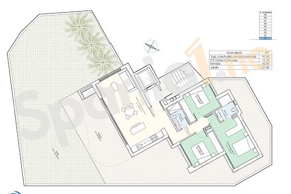 Ny leilighet med 3 soverom - Stor terrasse og hage - Fellesområde med basseng