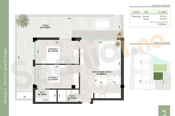 Toppmoderne leilighet med stor terrasse - 2 soverom og 2 bad - Flott fellesområde