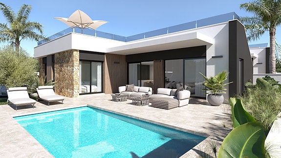 Stilren villa med privat basseng | Takterrasse med utsikt | 3 soverom og 3 bad