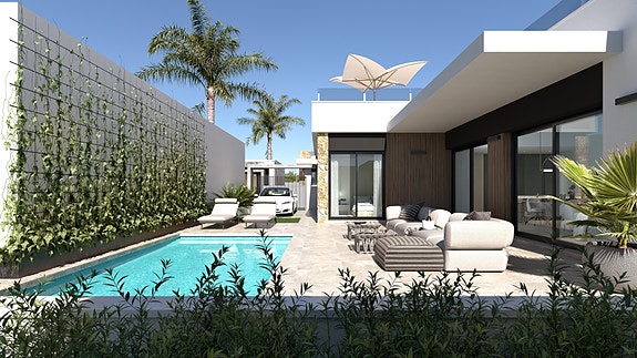 Stilren villa med privat basseng | Takterrasse med utsikt | 3 soverom og 3 bad