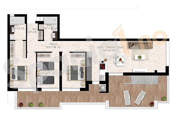 Penthouse med havutsikt | Sydvendt | Takterrasse 113m2 med basseng | Gangavstand til strand | Møbeler inkludert