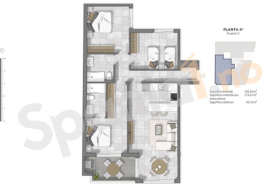 Nybygg - Penthouse med 3 soverom og 2 bad, egen takterrasse - Nær stranden