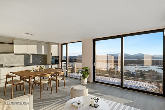 Velkommen til Tuvheiveien 37!
Bildet er digitalt møblert. Foto: Husfoto (Børge Halseth)