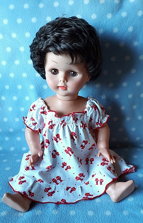 Vintage/retro: Nydelig Dansk Dvp baby-dukke, ca 55 cm lang. Fra 60-tallet.