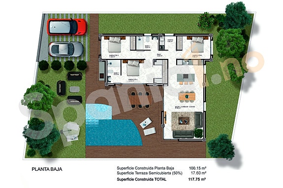 Plantegning hovedplan og terrasse/hage