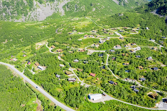 Dronefoto Liamyrane hyttefelt Røldal