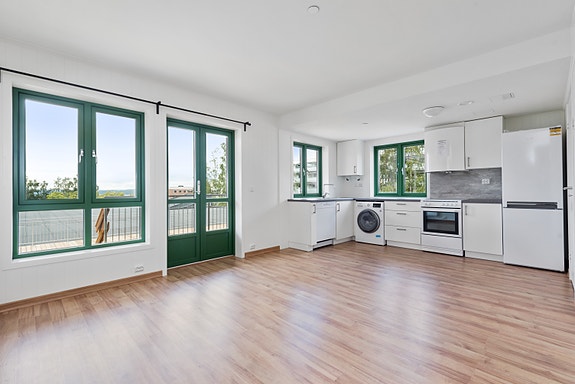 Arealeffektiv 3-roms med ekstra rom som idag er registert som bod.