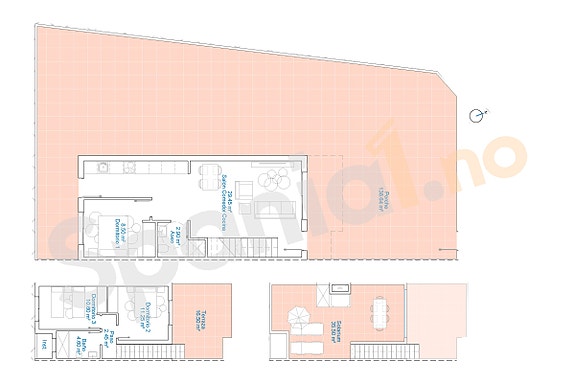 Nytt hjørne-rekkehus med stor hage | 3 soverom og 2 bad | Takterrasse | Flotte fellesområder | Parkering i underetasje